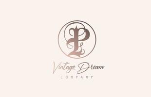 P brown pastel color alphabet logo letter icon. Vintage design concept for company and business. Corporate identity with unique retro style vector