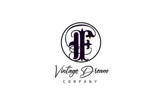 F logo de icono de letra del alfabeto. concepto de diseño vintage para empresa y negocio. identidad corporativa en blanco y negro con estilo retro vector