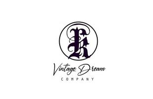 K logo de icono de letra del alfabeto. concepto de diseño vintage para empresa y negocio. identidad corporativa en blanco y negro con estilo retro vector