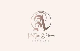 A brown pastel color alphabet logo letter icon. Vintage design concept for company and business. Corporate identity with unique retro style vector