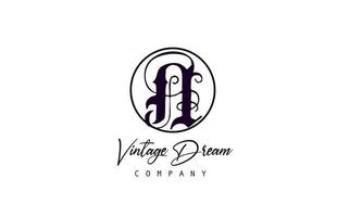 n logo de icono de letra del alfabeto. concepto de diseño vintage para empresa y negocio. identidad corporativa en blanco y negro con estilo retro vector