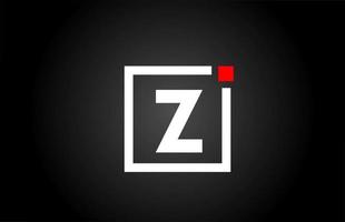 Z icono de logotipo de letra del alfabeto en color blanco y negro. diseño de empresa y negocio con punto cuadrado y rojo. plantilla de identidad corporativa creativa vector