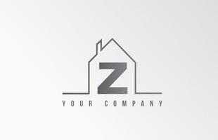 Z home alphabet icon logo letter design. House  for a real estate company. Business identity with thin line contour vector