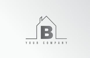 Diseño de letra del logotipo del icono del alfabeto de la casa b. casa para empresa inmobiliaria. identidad empresarial con contorno de línea delgada vector
