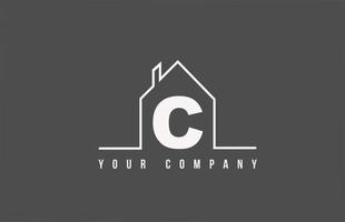 C alphabet letter icon logo of a home. Real estate house design for company and business identity with line vector