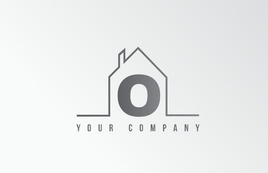 O home alphabet icon logo letter design. House  for a real estate company. Business identity with thin line contour vector