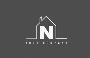 N alphabet letter icon logo of a home. Real estate house design for company and business identity with line vector