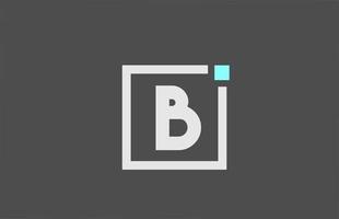 grey B alphabet letter icon logo. Square design for company and business identity with blue dot vector