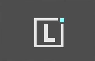 grey L alphabet letter icon logo. Square design for company and business identity with blue dot vector