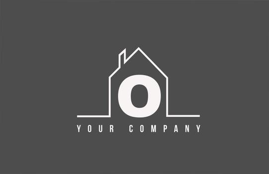 O alphabet letter icon logo of a home. Real estate house design for company and business identity with line vector