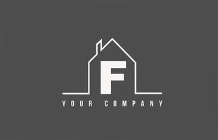 F logo de icono de letra del alfabeto de una casa. Diseño de casa inmobiliaria para identidad empresarial y comercial con línea. vector