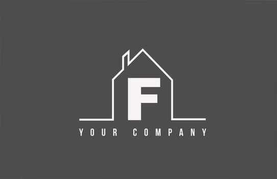F alphabet letter icon logo of a home. Real estate house design for company and business identity with line vector