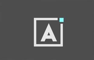 grey A alphabet letter icon logo. Square design for company and business identity with blue dot vector