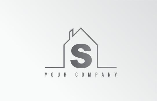 S home alphabet icon logo letter design. House  for a real estate company. Business identity with thin line contour vector