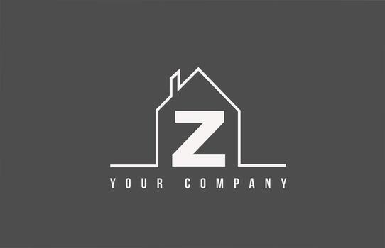 Z alphabet letter icon logo of a home. Real estate house design for company and business identity with line vector