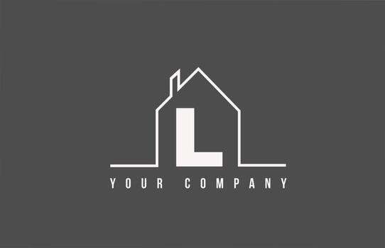 L alphabet letter icon logo of a home. Real estate house design for company and business identity with line vector