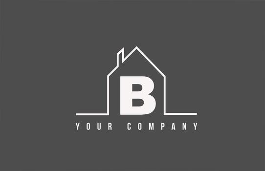 B alphabet letter icon logo of a home. Real estate house design for company and business identity with line vector