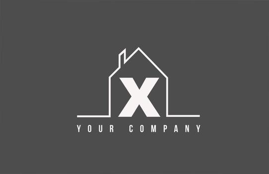 X alphabet letter icon logo of a home. Real estate house design for company and business identity with line vector