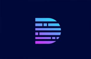 letter D logo alphabet icon with block line. Creative design for business and company with in pink blue gradient color vector