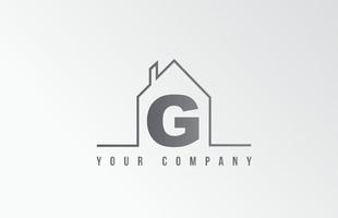 G diseño de letra del logotipo del icono del alfabeto de inicio casa para empresa inmobiliaria. identidad empresarial con contorno de línea delgada vector
