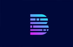 letter B logo alphabet icon with block line. Creative design for business and company with in pink blue gradient color vector