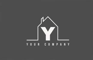 Y alphabet letter icon logo of a home. Real estate house design for company and business identity with line vector