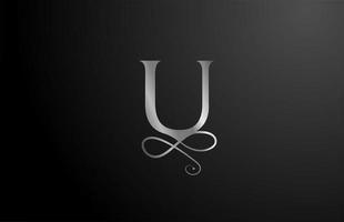 grey U elegant monogram alphabet letter icon logo design. Vintage corporate brading for luxury products and company vector