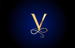 golden V elegant monogram alphabet letter icon logo design. Vintage corporate brading for luxury products and company vector