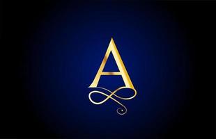golden A elegant monogram alphabet letter icon logo design. Vintage corporate brading for luxury products and company vector