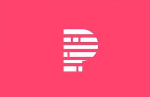 pink letter P logo alphabet icon with line block. Creative design for business and company vector