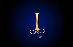 golden I elegant monogram alphabet letter icon logo design. Vintage corporate brading for luxury products and company vector