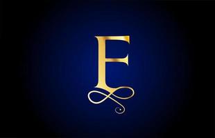 golden F elegant monogram alphabet letter icon logo design. Vintage corporate brading for luxury products and company vector