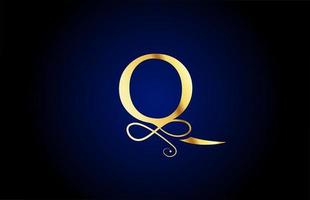 golden Q elegant monogram alphabet letter icon logo design. Vintage corporate brading for luxury products and company vector