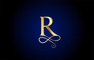 golden R elegant monogram alphabet letter icon logo design. Vintage corporate brading for luxury products and company