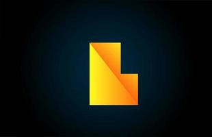 geometric alphabet L letter logo for business and company with yellow color. Corporate brading and lettering with futuristic design and gradient vector