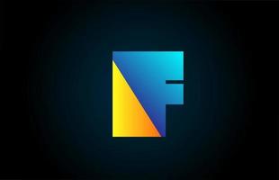 blue yellow F alphabet letter icon logo for company and business. Simple geometric gradient for corporate design vector