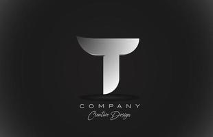 T icono de logotipo de letra del alfabeto degradado blanco con fondo negro. diseño creativo para empresas y corporaciones vector