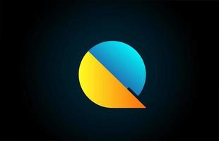 blue yellow Q alphabet letter icon logo for company and business. Simple geometric gradient for corporate design vector