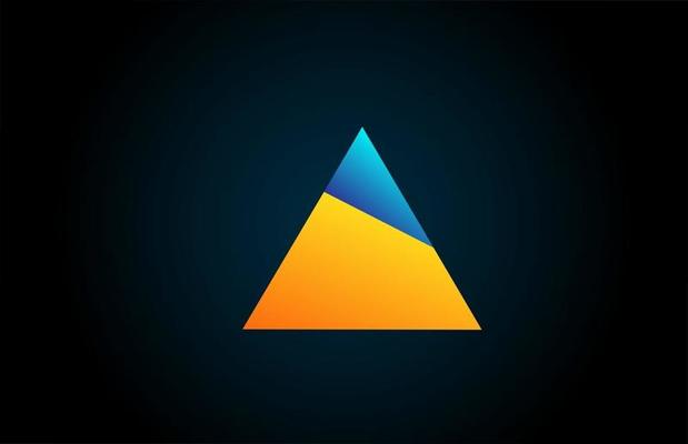 blue yellow A alphabet letter icon logo for company and business. Simple geometric gradient for corporate design