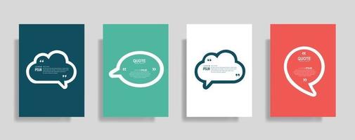 Quotes frame blank templates set, Text in brackets, citation empty speech bubbles. Text bos isolated on color background. vector
