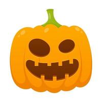 Orange halloween pumpkin with scary face expression grimace vector