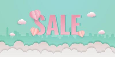 Sale banner template design in papercut style vector