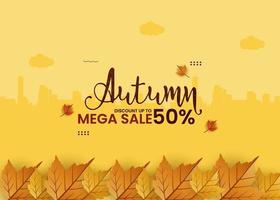 fondo de banner de mega venta de otoño vector