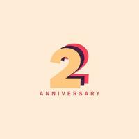 2 Years Anniversary Vector Template Design Illustration