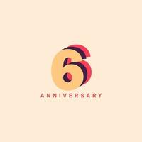 6 Years Anniversary Vector Template Design Illustration