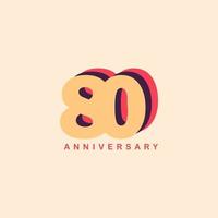 Ilustración de diseño de plantilla de vector de aniversario de 80 años