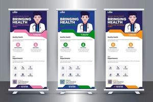 diseño de banner enrollable médico gratuito para hospitales y atención médica vector