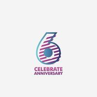 6 years anniversary celebration vector template design illustration