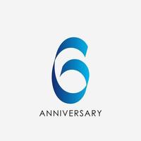 6 years anniversary celebration vector template design illustration