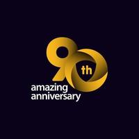 90 Years Amazing Anniversary Celebration Vector Template Design Illustration